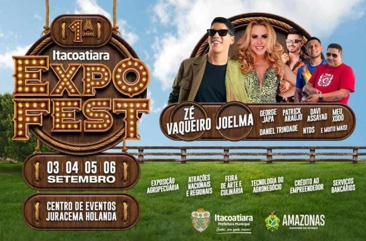 Zé Vaqueiro, Joelma e Leo Magalhães vão estar no 'Expofest' de Itacoatiara