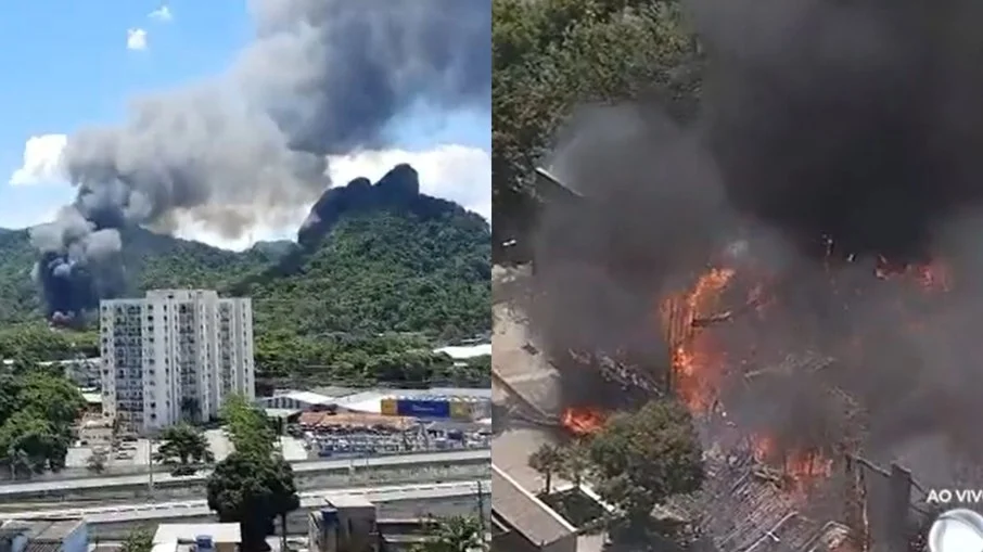 Cidade cenográfica dos estúdios Globo pega fogo no Rio