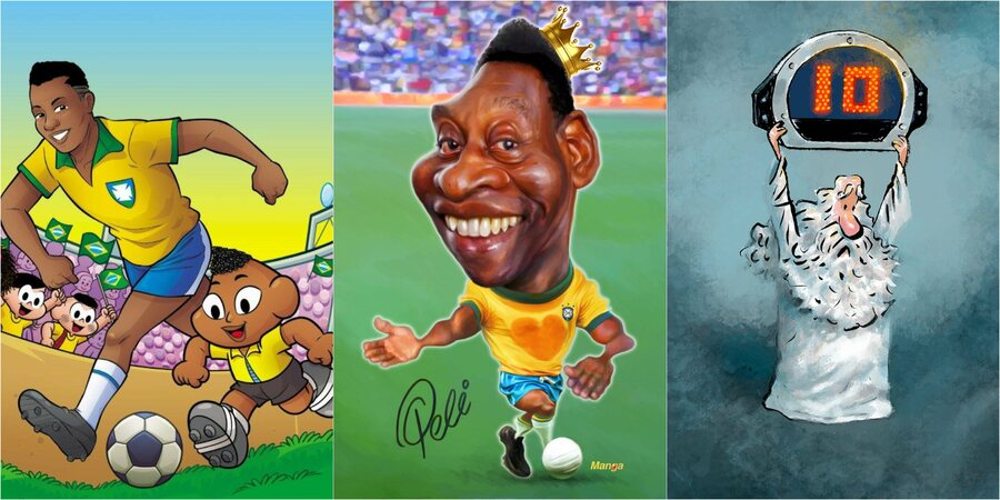 Cartunistas homenageiam Pelé com mais de 100 obras em exposição