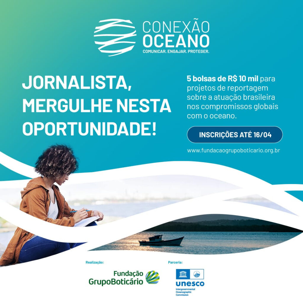 Edital oferece cinco bolsas de R$ 10 mil para a produção de reportagens sobre o oceano