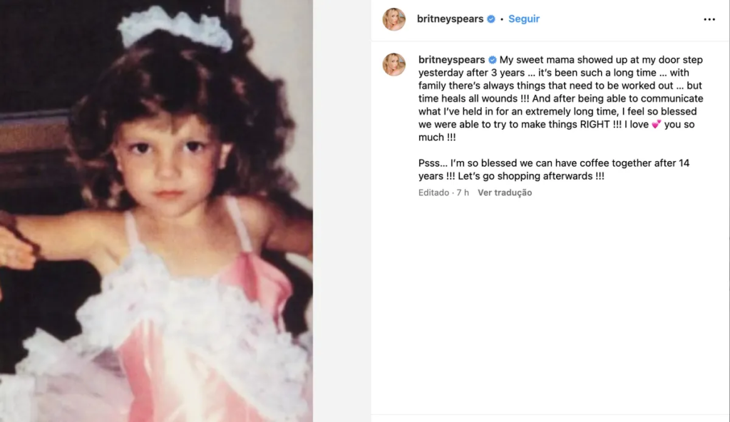 Britney Spears faz as pazes com a mãe depois de 3 anos