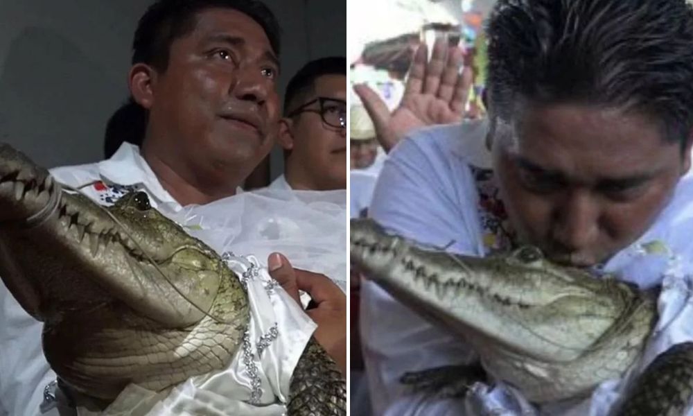 Prefeito se casa com crocodilo em cerimônia por prosperidade no México